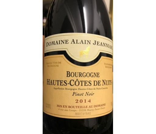 Hautes Cotes de Nuits Pinot Noir Alain Jeanniard 2014